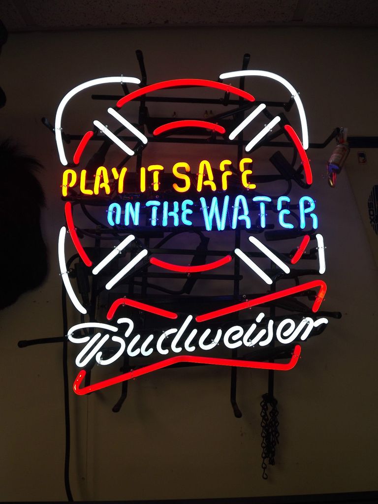 Custom Budweiser Play It Safe On The Water Neon Sign Real Neon Light