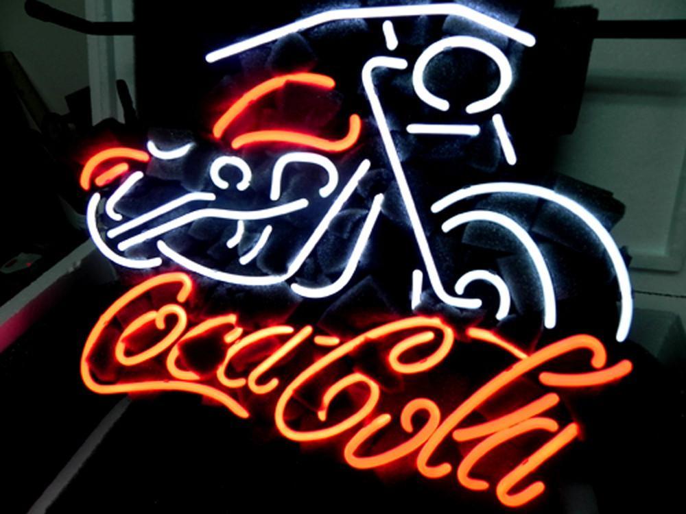 Custom Coca Cola Motorcycle Neon Sign Real Neon Light