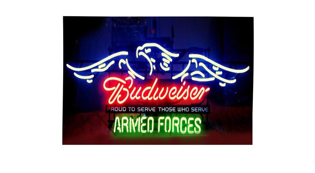 Custom Budweiser Armed Forces Neon Sign Real Neon Light