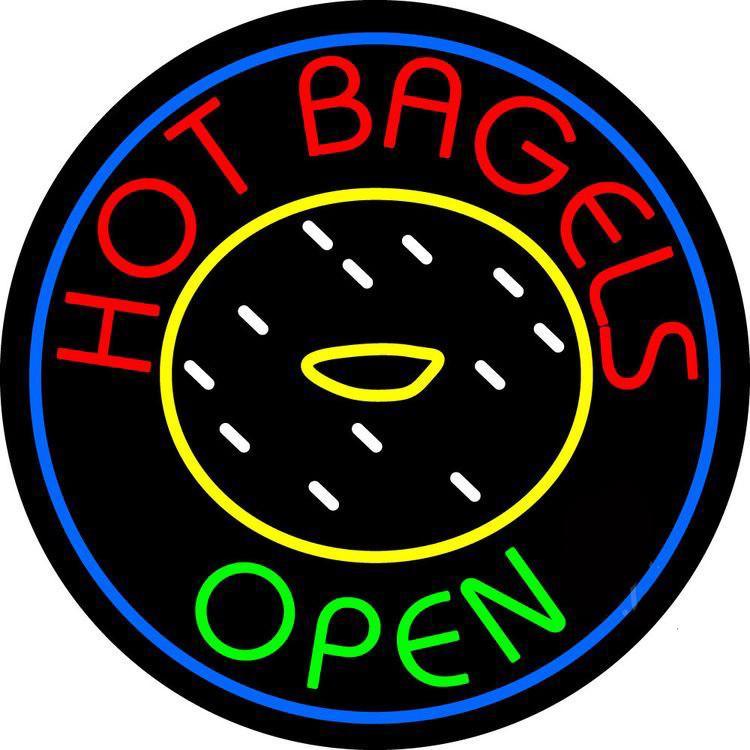 Custom Hot Bagel Open Neon Sign Real Neon Light