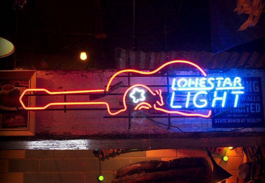 Custom Lone Star Light Guitar Neon Sign Real Neon Light
