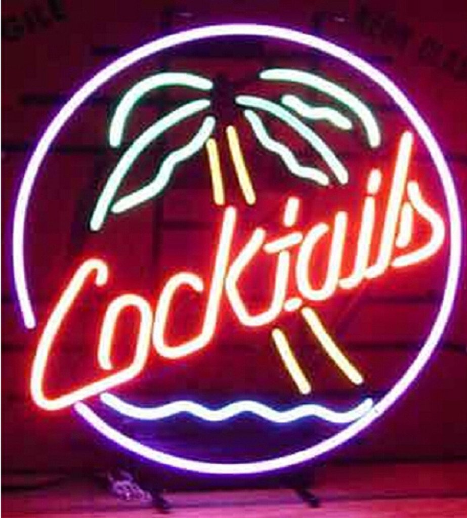 Custom Cocktails Palm Tree Neon Sign
