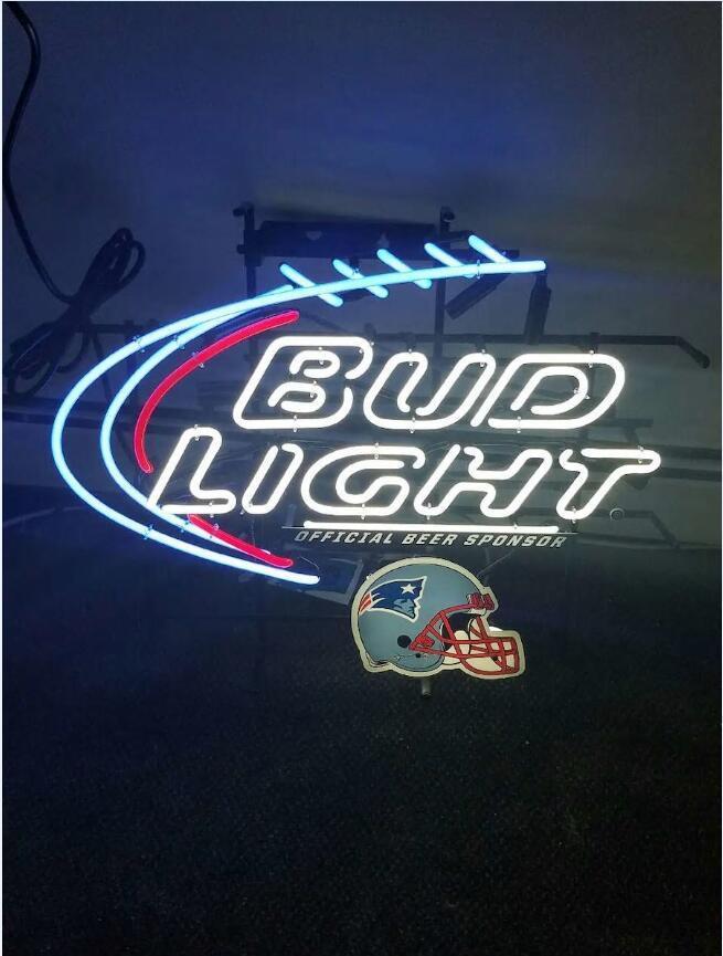 Custom Bud Light New England Patriots Neon Sign NFL Teams Neon Light Real Neon Light Z1214