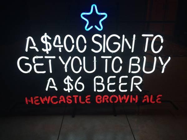 Custom Newcastle $6 Beer Neon Sign Tube Neon Light