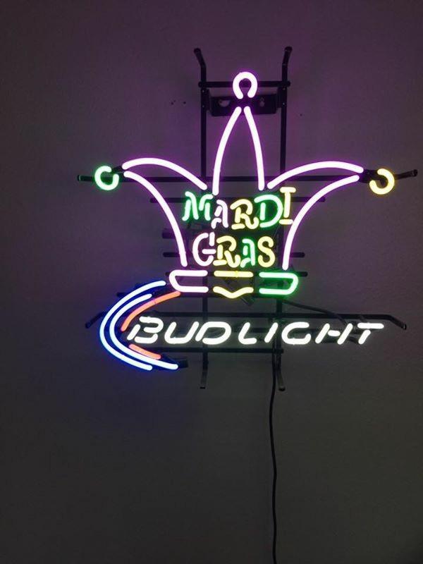 Custom Bud Light Mardi Gras Neon Sign Real Neon Light