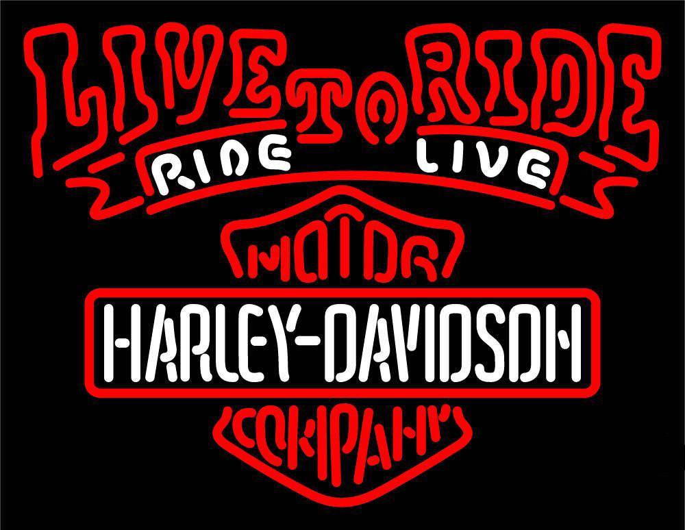 Custom Harley Davidson Eagle Live To Ride Neon Sign Real Neon Light