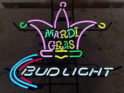 Custom Mardi Gras Budweiser Neon Sign Real Neon Light