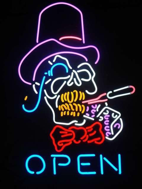 Custom Tattoo Top Hat Reaper Neon Sign Real Neon Light