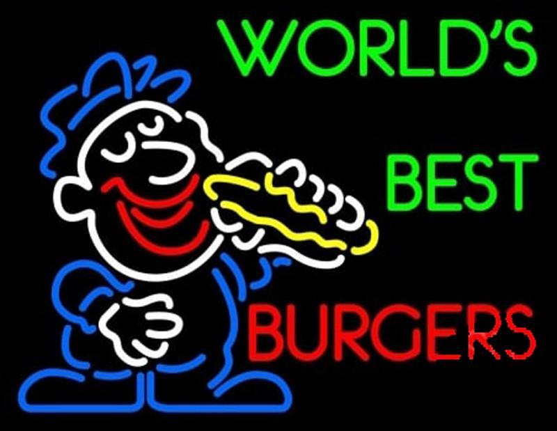 Custom Worlds Best Burgers Neon Sign Real Neon Light