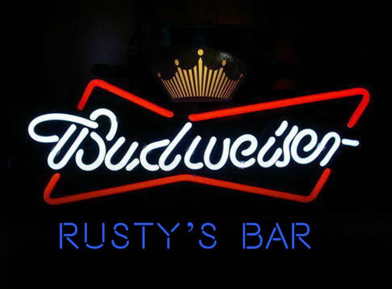 Custom Custom Name Budweiser Crown Neon Sign Real Tube Neon Light