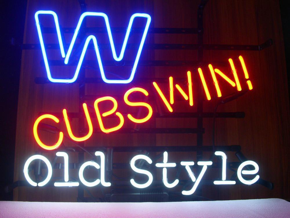 Custom Chicago Cubs Win W Old Style MLB sports Neon Sign Real Neon Light