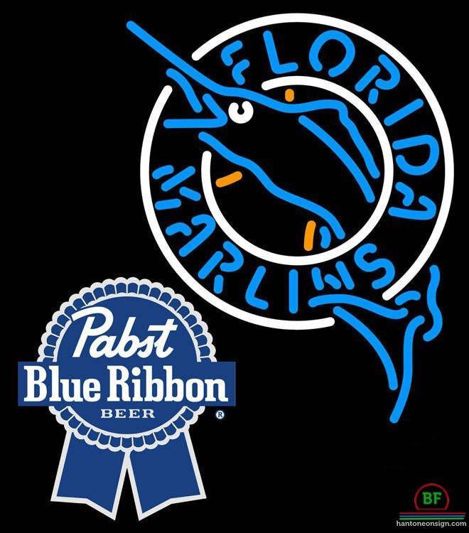 Custom Pabst Blue Ribbon Florida Miami Marlins Neon Sign MLB Teams Neon Light