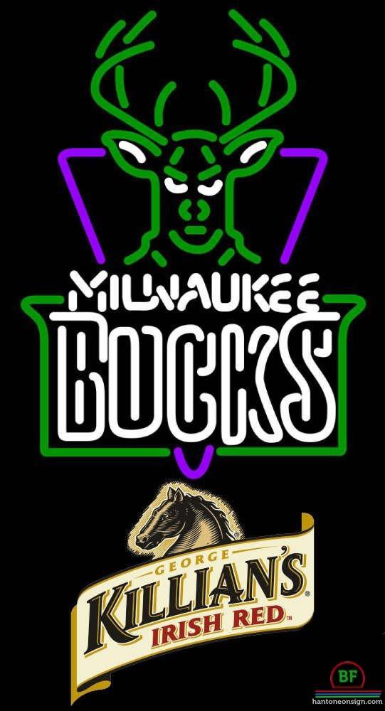 Custom Killians Irish Milwaukee Bucks Neon Sign NBA Teams Neon Light