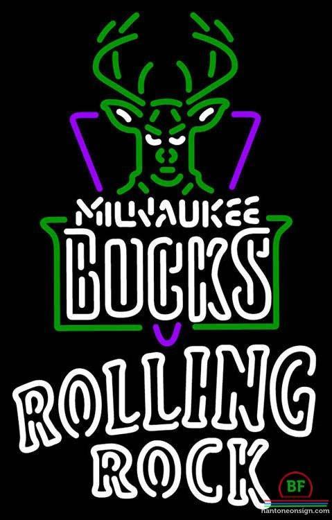 Custom Rolling Rock Milwaukee Bucks Neon Sign NBA Teams Neon Light