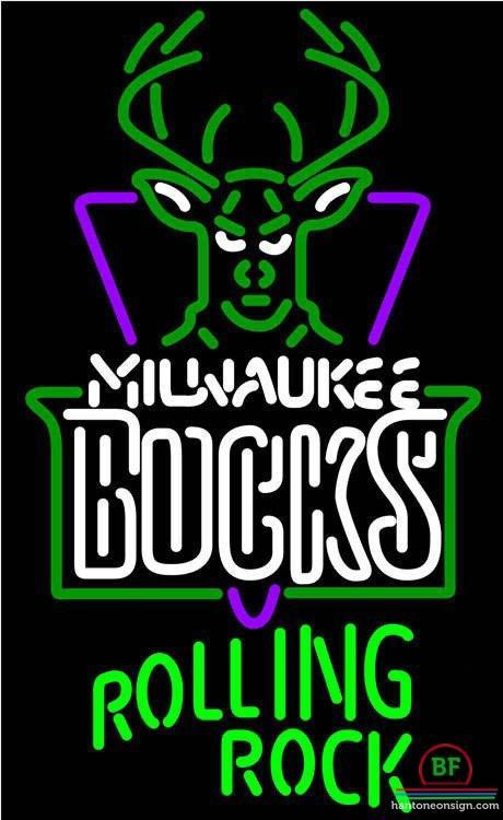 Custom Rolling Rock Milwaukee Bucks Neon Sign NBA Teams Neon Light