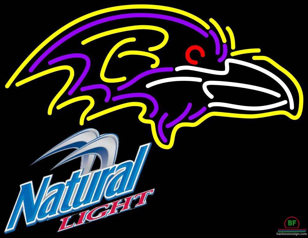 Custom Natural Light Baltimore Ravens Neon Sign NFL Teams Neon Light