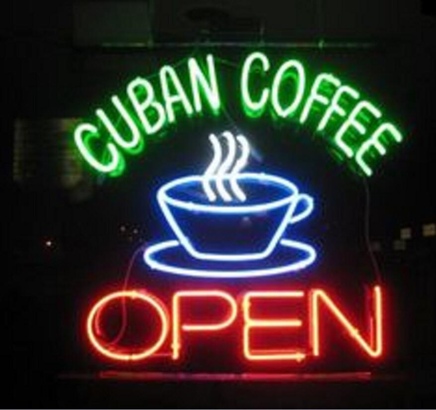 Custom Cuban Coffee Open Neon Sign