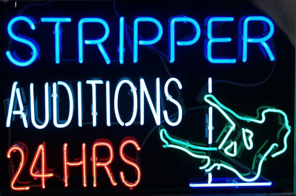 Custom Stripper Auditions Hrs Neon Sign