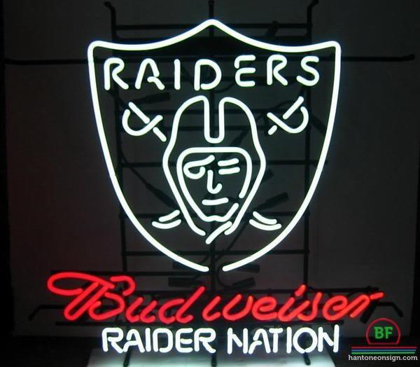 Custom Budweiser Raider Nation Oakland Raiders Neon Sign NFL Teams Neon Light