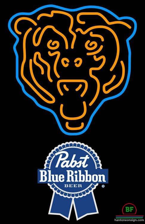 Custom Pabst Blue Ribbon Chicago Bears Neon Sign NFL Teams Neon Light