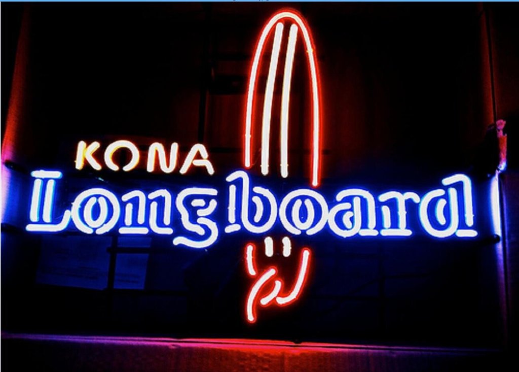 Custom Kona Brewing Long Board Neon Sign