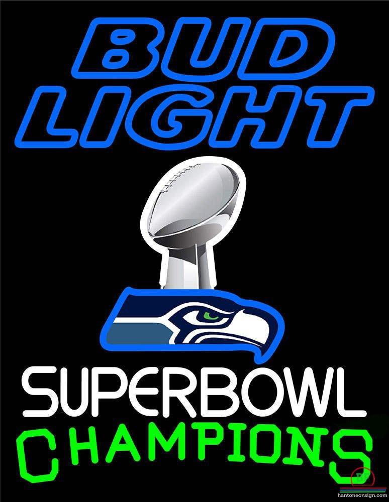 Custom Bud Light Seattle Seahawks Super Bowl Champions Neon Sign NFL Teams Neon Light