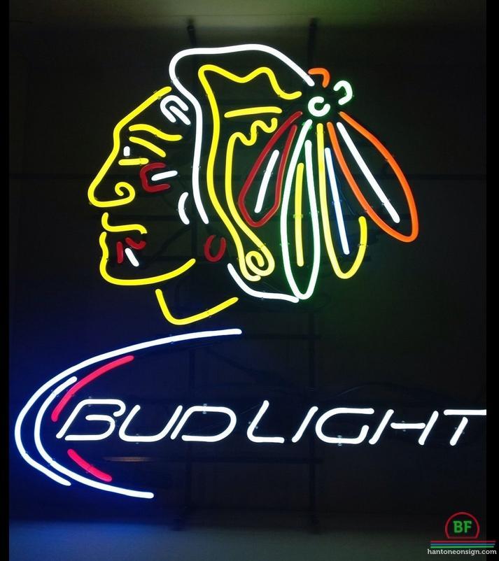 Custom Bud Light Chicago Blackhawks Neon Sign NHL Teams Neon Light