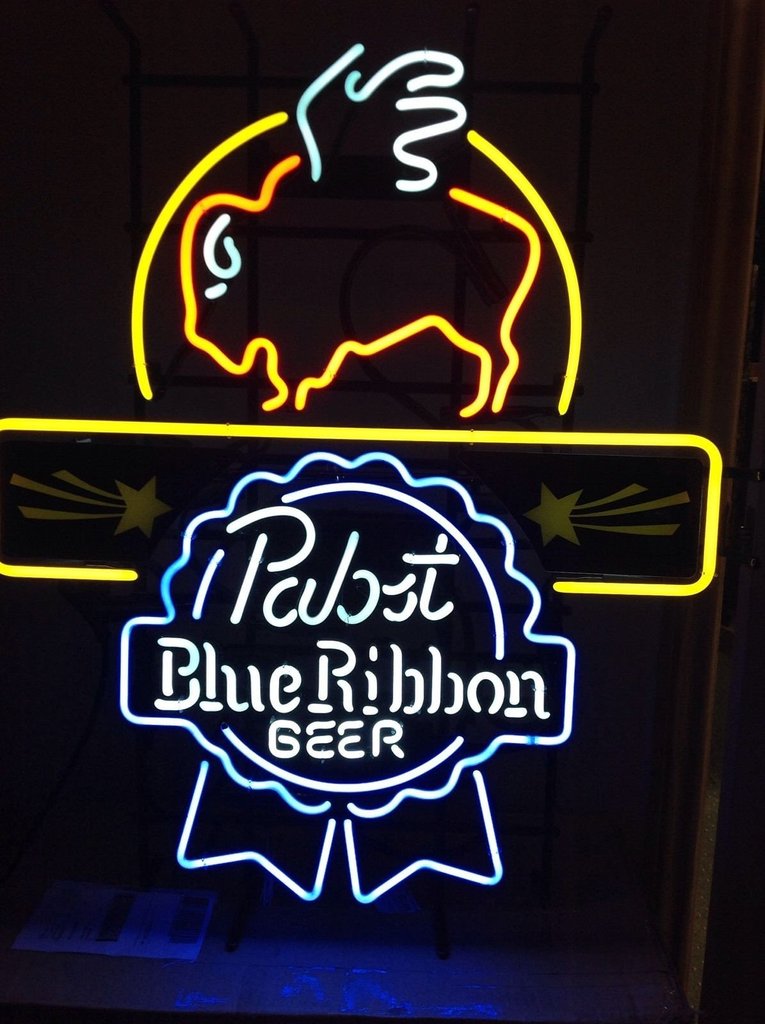 Custom Pabst Blue Ribbon Buffalo Wild Wings Neon Sign Real Neon Light