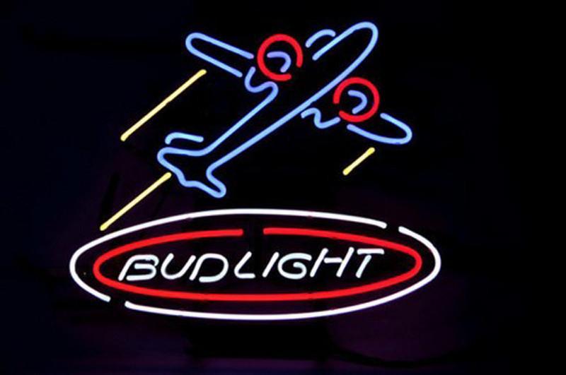 Custom Bud Light Airplane Plane Beer Neon Sign