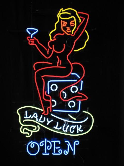 Custom Lady Luck Open Neon Sign
