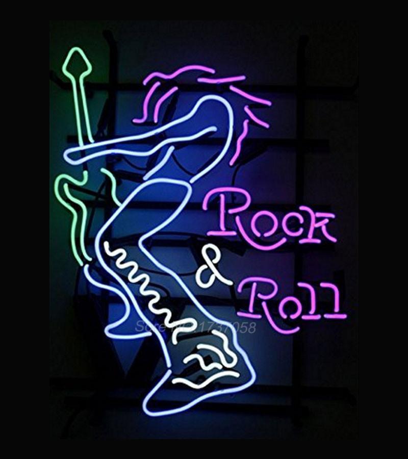 Custom Rock And Roll Guitarist Font B Electric B Font Guitar Player Neon Sign