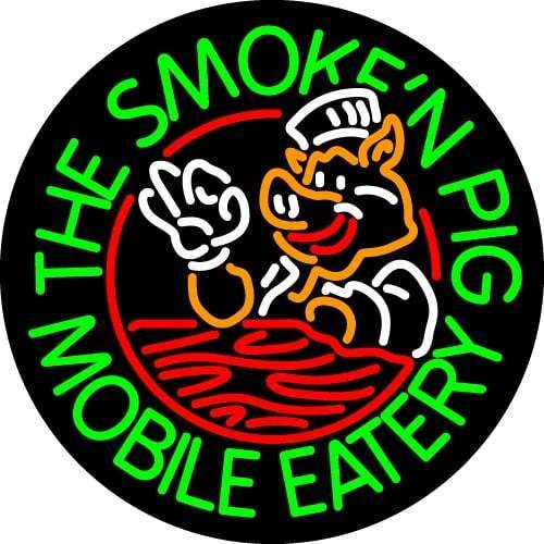 Custom The Smoken Pig Mobile Eatery Neon Sign Real Neon Light