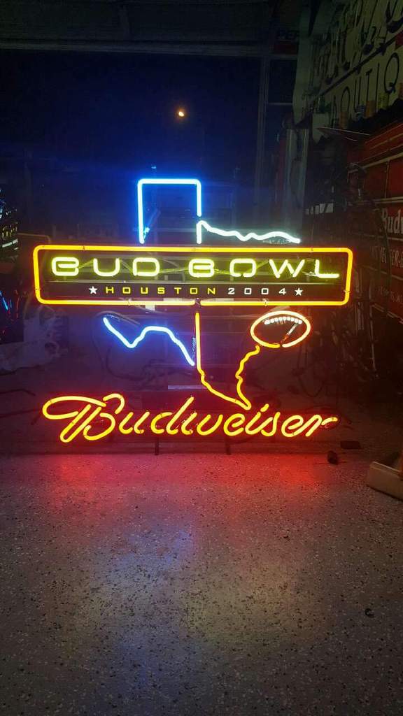 Custom Bud Bowl Houston 2004 Budweiser Neon Sign Real Neon Light