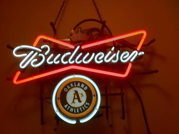 Custom Budweiser Oakland Athleticst Neon Sign Real Neon Light