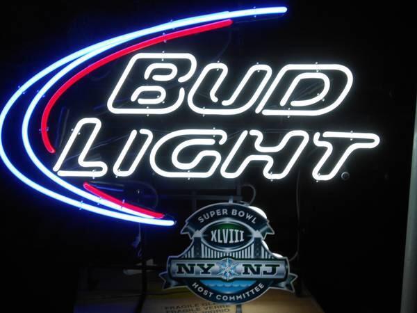 Custom Bud light super bowl NY NJ NFL Sports Neon Sign Real Neon Light