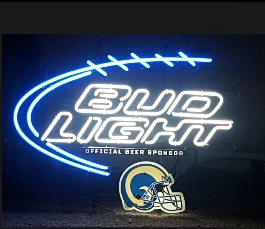 Custom Budweiser St Louis Rams NFL Sports Neon Sign Real Neon Light
