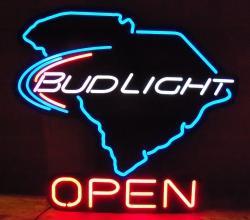 Custom Bud Light Open South Carolina Neon Sign Real Neon Light