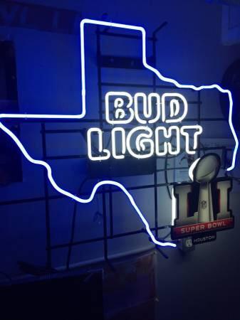 Custom Bud Light Surper Bowl Texas Neon Sign Real Neon Light