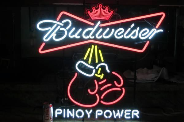 Custom Budweiser Boxing Pinoy Power Neon Sign Real Neon Light