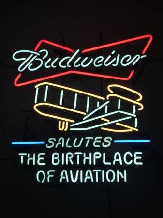 Custom Budweiser Salutes The Birthplace Of Aviation Neon Sign Real Neon Light