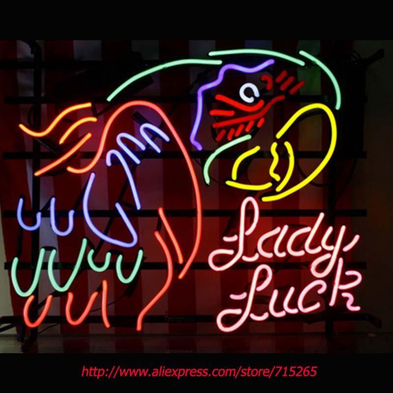Custom Lady Luck Parrot Neon Sign Real Neon Light