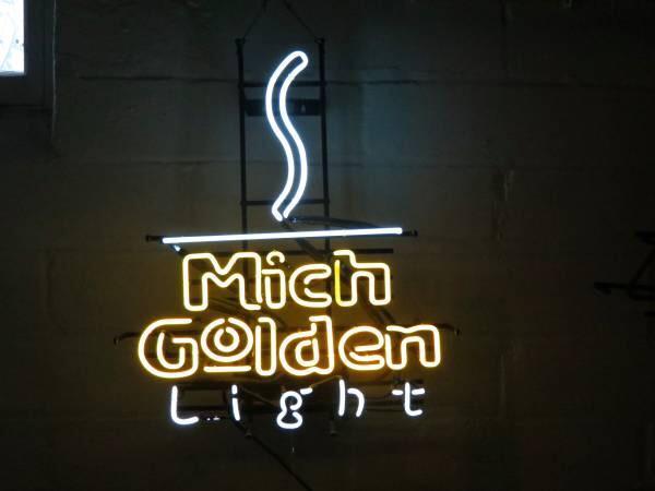 Custom Mich Golden Light Neon Sign Real Neon Light