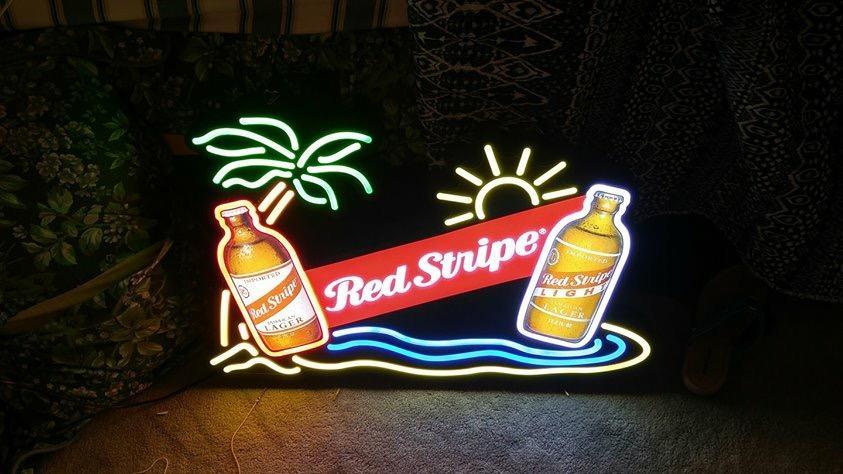 Custom Red Stripe Neon Sign Real Neon Light