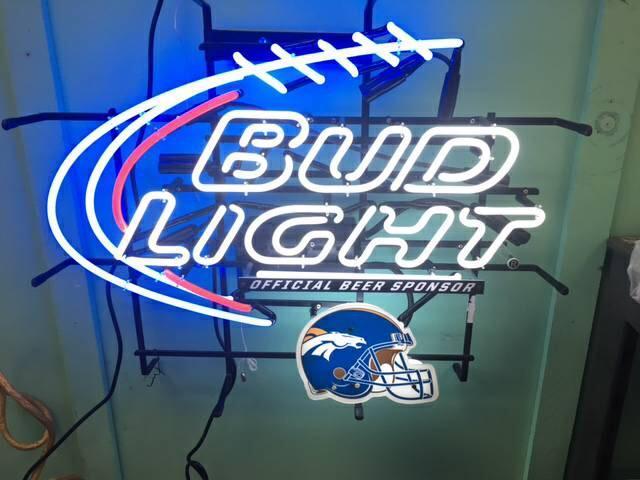Custom Bud Light Denver Broncos Helmet NFL Sports Neon Sign Tube Neon Light