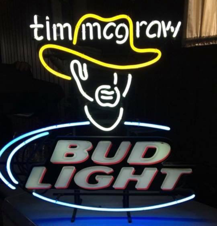Custom Bud Light Tim McGraw Neon Sign Tube Neon Light