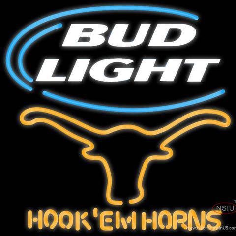 Custom Bud Light Logo Texas Longhorns Hook EM Horns Neon Sign Tube Neon Light
