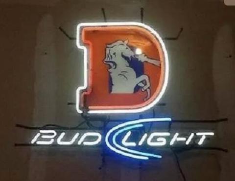 Custom Bud Light Denver Broncos Neon Sign NFL Teams Neon LightReal Neon Light