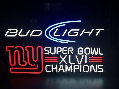 Custom Bud Light New York Giants Super Bowl XLVI Champions Neon Sign MLB Sports Neon Light