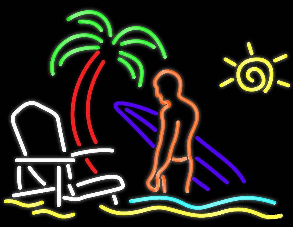 Custom Beach Chiar with Surfboard Surfing Neon Sign Tube Neon Light