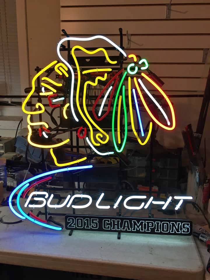 Custom Bud Light Chicago Blackhawks Neon Sign NHL Sports Neon Light Tube Neon Light